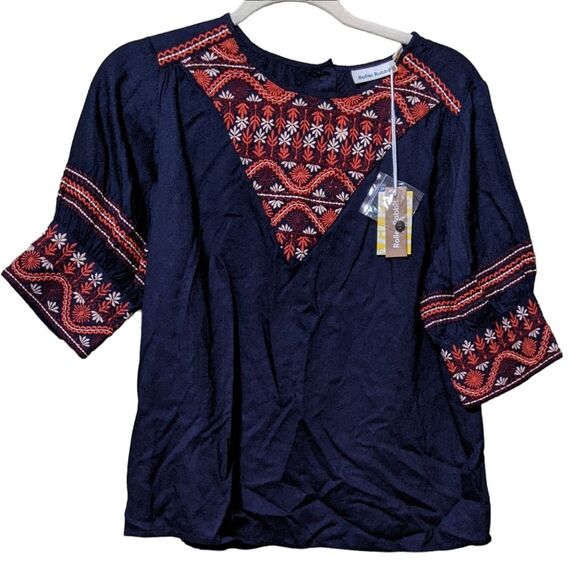 New Roberta Roller Rabbit embroidered tasseled skirt top set navy size XS/S - Picture 8 of 12